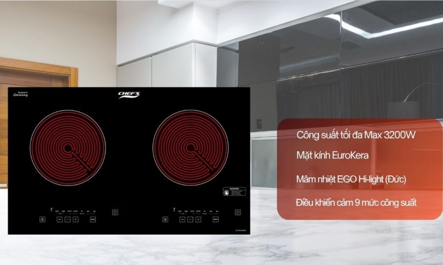 Bếp hồng ngoại Chefs loại nào tốt? Top 4 sản phẩm nên mua nhất 2 Bếp hồng ngoại đôi Chefs EH-DHL2000A