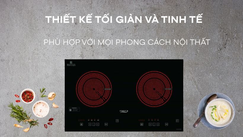 Bếp hồng ngoại Chefs có tốt không ? 1 Thiết kế tối giản, gọn gàng phù hợp với mọi phong cách nội thất